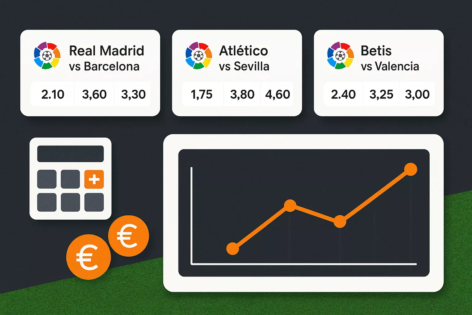 Análisis matemático de apuestas con ejemplos de partidos de La Liga española y cálculo de cuotas