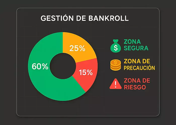 Gráfico de gestión de bankroll mostrando zonas seguras y peligrosas