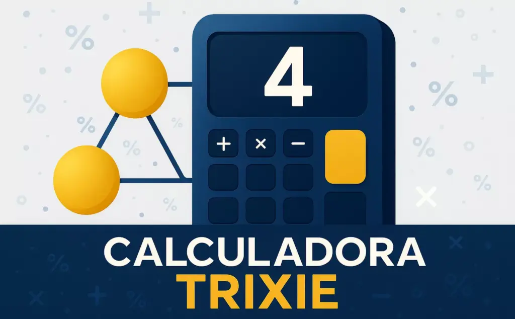 Calculadora de apuestas Trixie mostrando las 4 apuestas combinadas con 3 selecciones interconectadas